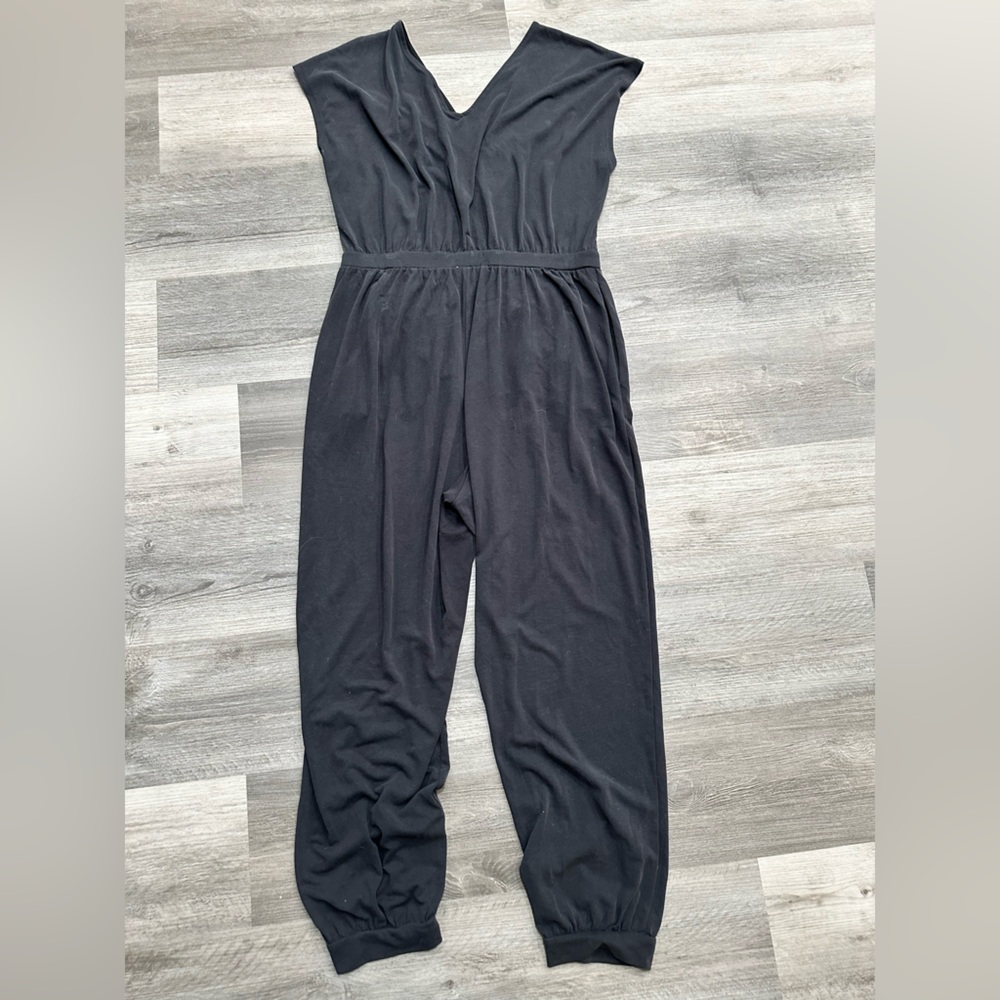 Express Women’s Silky Sueded Jersey Ruched Front Modal Blend Lounge Jumpsuit - Picture 3 of 8